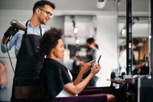 a woman at the hair salon