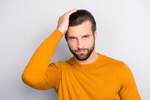 man with styled hair